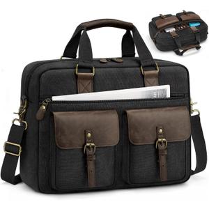 RAINSMORE Messenger Bag for Men 15.6 Inch Laptop Bag Canvas Briefcase for Work College