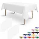 Pack of 5, FULDGAENR Plastic Tablecloth, Disposable White Table Cloth 54x108 Inch for 6-8 Foot Rectangle Table Indoor/Outdoor Parties Birthdays Weddings Anniversary