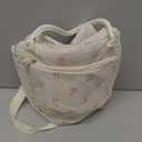 Dansydaisy Pink Bow Lunch Bag for Women, Corduroy Lunch Box with Strap