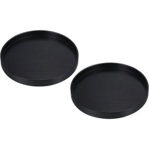 PATIKIL Wood Serving Tray 8 Inch, 2 Pack Round Decorative Platter for Home Decor Kitchen Table Candle Holder, Black