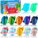 Enjoyjoy 12PCS 3D Printed Dragon Eggs, Prefilled Easter Eggs for Easter Basket Stuffers, Unique Surprise 3D Printed Animals Fidget Toy, Ideal Easter Basket Essentials for Kids Girls Boys Gifts