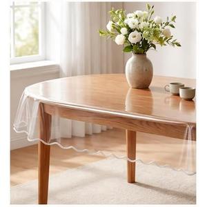 Artisan Flair Clear Oval Table Cover Protector 54 x 72 Inch, Waterproof Oil-Proof Vinyl Table Cover, Clear Plastic Tablecloth for Dining Table, Protect Fabric Tablecloth