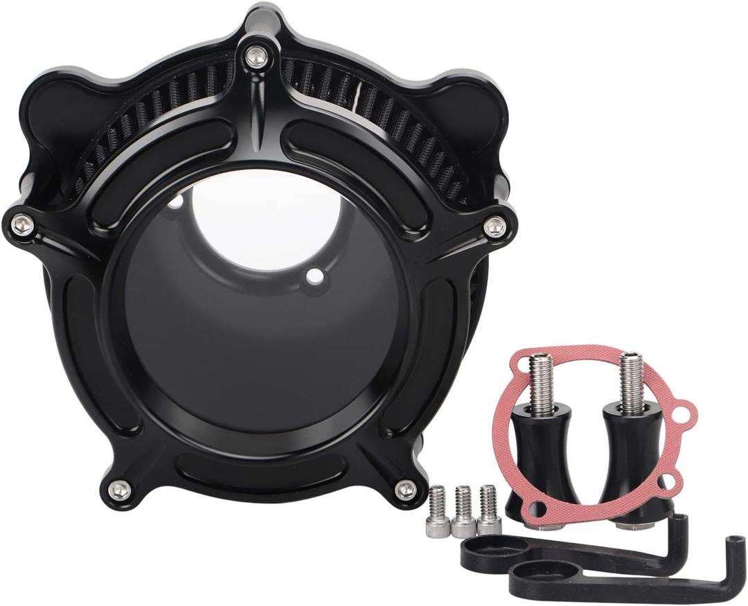 Black CNC Intake Air Cleaner Filter for Harley DYNA 1993-2016, Touring CV Carb 1993-2001 (#04)