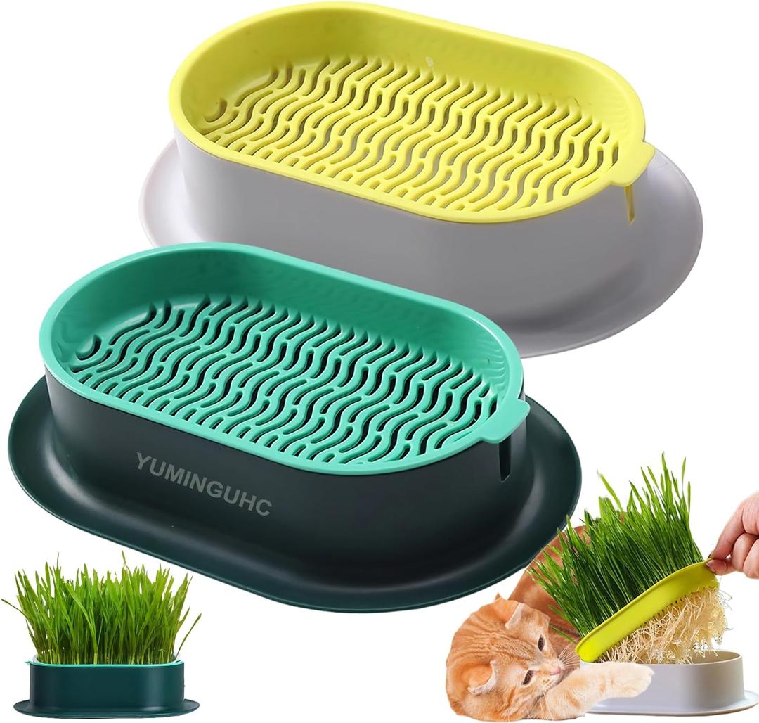 2Pcs Cat Grass Planter (No Seeds Included) Wheatgrass Planting Trays Hydroponic Cat Grass Growing Kits for Indoor Cats Soilless Organic Nursery Box Pet Grass Pot (B) 2Pcs Cat Grass Planter (No Seeds Included) Wheatgrass Planting Trays Hydroponic Cat Grass Growing Kits for Indoor Cats Soilless Organic Nursery Box Pet Grass Pot (B)