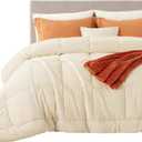 Bedsure Comforter Duvet Insert - Quilted Comforters King Size, All Season Duvet, GentleSoft Down Alternative Bedding, with 8 Tabs, Gifts for Women/Men, Cream,King 90 x 102 Inches