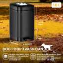 Dog Poop Trash Can Outside, 2.7Gal Dog Waste Trash Can with Lid, Foot Pedal, Dog Waste Container with 20 Bags, Pet Poop Bucket with Soft Close for Backyard Odor Control, Black