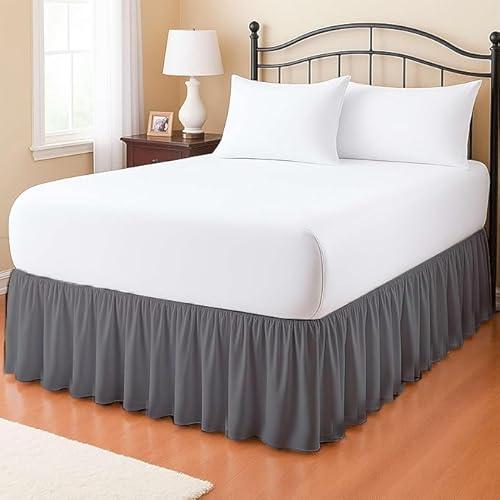 eBeddy Linens Dust Ruffle Bed Skirt King 18 Inch Drop – Split Corner Platform Style, 100% Egyptian Cotton, Dark Grey Solid, Tailored Fit, Wrinkle-Resistant, Hidden Storage, Hotel Luxury