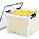 IRIS USA File Box WeatherPro File Organizer Plastic File Box for Letter/Legal File, Water Resistant Document Box, Durable Lid, Seal w/ Secure Latching Buckles, Stackable, Nestable, Clear 32 Qt.