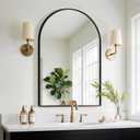 Arched Bathroom Mirror for Wall, 38"x26" Black Vanity Bathroom Mirror for Over Sink with Tempered Glass, Metal Framed Arch Mirror for Bedroom, Living Room, Entryway