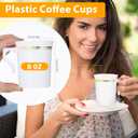 48 Pcs Plastic Coffee Cups with Rim, 8 oz Disposable Coffee Mugs with Handle Disposable Tea Cups Espresso Beverage Plastic Mugs for Wedding (White, Gold)