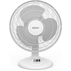 shinic 12-Inch Oscillating Table Fan, 3-Speed Quiet Desk Fan with Adjustable Tilt & Safety Grill, ETL Listed Portable Tabletop Fan for Bedroom, Home Office, Kitchen, Dorm, Medium