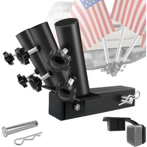 ROBLOCK Hitch Mount 3 Flag Pole-Holder with 2-Inch Hitch Cover for Truck, Quick Installr Flag Mount Traile,Durable Double Knob Fixation,Suitable for Jeep,Trailers,Trucks, SUVs, RVs and Pickups