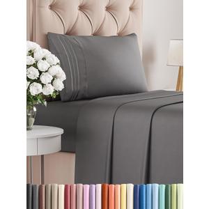 Twin XL Size 3 Piece Sheet Set - Comfy Breathable & Cooling Bed Sheets Set - Hotel Luxury Bedding for Women, Men, Kids, Teens, Boys & Girls - Deep Pockets, Soft, Wrinkle Free - Oeko-Tex - Dark Grey