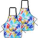 2 Pack Kids Apron for Cooking, Cute Cooking Aprons, Waterproof Art Apron with Pockets, Girls Boys for Painting, Cooking, Baking Paint Pinafore, Toddler Painting Artist Aprons Adjustable