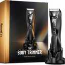 Body Hair Trimmer for Men: Pubic Hair Trimmer with Wireless Charging & 4000K LED Display, Waterproof Wet Dry Body Groomer for Face Legs, 90Min, Ceramic Blade (Mysterious Black)