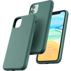 TOCOL 5 in 1 for iPhone 11 Case, with 2 Screen Protectors + 2 Camera Protectors, Liquid Silicone [Anti-Scratch] [Drop Protection] for iPhone 11 Phone Case, Midnight Green