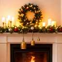 6 x Shabby Chic Christmas Bell Set of 3, Vintage Gold Rustic Metal Harmony Cowbells with Jute Rope for Hanging, Farmhouse Decor for Door, Wall, Tree, Christmas, Thanksgiving & Crafts