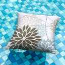 DFXSZ Brown Blue Flower Pillow Covers 20x20 Inch Set of 2 Summer Outdoor Waterproof Decor for Home Patio Funiture Garden Living Room Modern Art Floral Polyester Square Cushion Cover 01F20