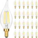 24-Pack Dimmable E12 LED Candelabra Bulbs, 40 Watt 5000K Daylight White LED Chandelier Light Bulbs, 4W 460 Lumen Vintage Flame Tip Candle Bulbs for lamp, Ceiling Fan, Home Decor