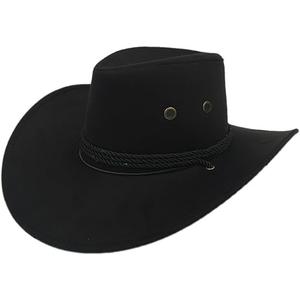 Men's Outback Faux Felt Wide Brim Western Cowboy Hat 4PCS