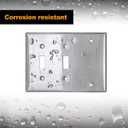 BESTTEN 3-Gang Combo Metal Wall Plate with hite or Clear Plastic Film, 1-Blank/2-Toggle, Standard Size, Corrosion-Resistant Stainless Steel Light Switch Cover, Brushed Finish, 2 Pack, Silver