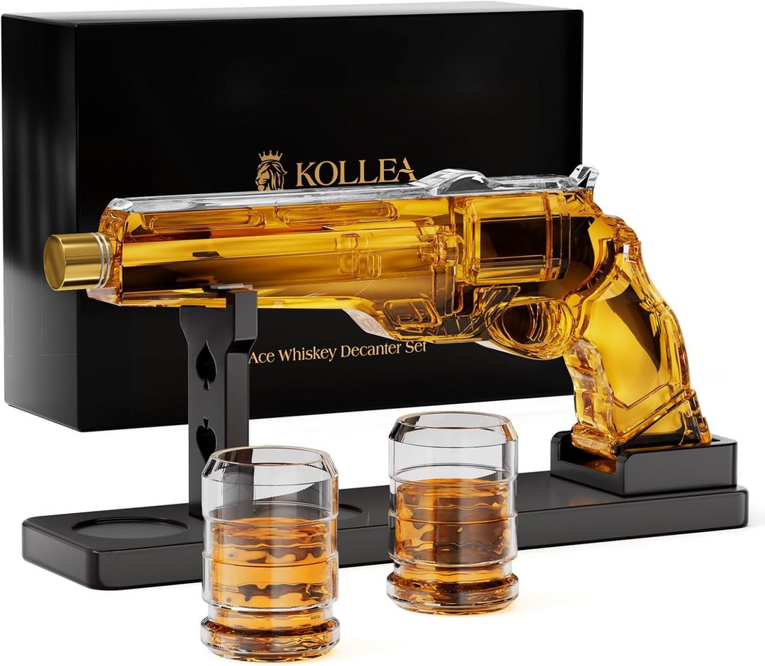 Whiskey Decanter Sets for Men, Kollea Decanter Set with Shot Glass, Unique Birthday Gifts for Men Dad, Cool Anniversary Christmas Gift for Him Husband, Dispenser for Bar Drinking Party
