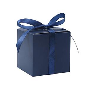 COTOPHER 100pcs Wedding Favor Boxes, Paper Gift Boxes 3x3x3 Inches Small Gift Boxes with Ribbons Small Boxes for Gifts, Crafting, Cupcake, Candy, Bridesmaid Proposal Boxes，Easy Assemble Boxes(Navy)
