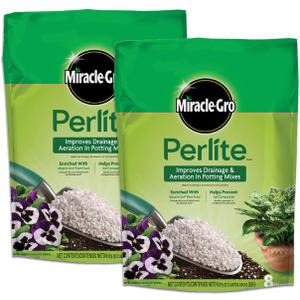 Miracle-Gro Perlite - Enriched with Plant Food, Improves Drainage and Aeration in Potting Soil Mixes, For Container Plants, 8 qt. (2-Pack) (EXP 01/04/27)