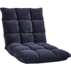 Amazon Basics Adjustable 14-Position Memory Foam Floor Chair with Back Support, Portable, 41.3"D x 21.3"W x 6"H, Navy