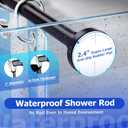 Bonpally Shower Curtain Rod, Adjustable 32-75 Inches Spring Tension Rod, Non-Slip No Drilling Stainless Steel Shower Rods for Bathroom Window Room Divider, Never Rust, Black