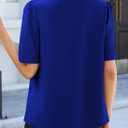 EVALESS Business Casual Tops for Women Button Down Shirts (Blue, L)