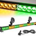 Amber/Green Emergency Strobe Light Bar 36 In 13 Flash Patterns Traffic Advisor Warning Hazard Windshield Safety Lights Bar with Cigar Lighter for Vehicles, Truck (35.5 Inch, Yellow/Green 32 Led)