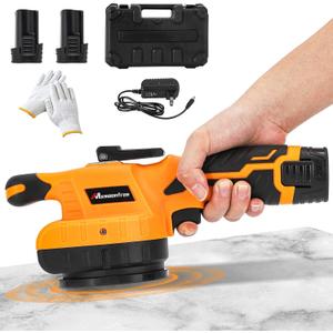 Tile Vibration Tool with Suction Cup Ultra-Lightweight with 2Pcs Battery, Storage Case, 12,000 RPM Adjustable Vibration, Portable Tile Tools Leveling Machine for DIY & Pro Installation (Orange)