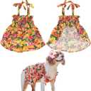 Parisian Pet Hawaiian Dog Dress - Floral Beach Outfit With Pull-Up Straps - Breathable Summer Clothes - Costume for Small Dogs Girl S