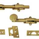QCAA Solid Brass Dutch Door Bolt, 8", Polished Brass, 2 Pack, Made in Taiwan