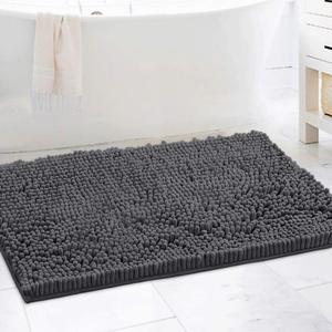 H.VERSAILTEX Bathroom Rugs Bath Mats Non Slip Luxury Chenille Bathroom Rug Mat 24x36 Extra Soft and Absorbent Rugs Washable Dry Fast Plush Area Carpet Mats for Bath Room, Tub - Grey