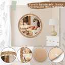 Vercraft Boho Round Hanging Wall Mirror Decor 16 Inches Rattan Wicker Costal Loop Round Circle Mirrors for Coastal Farmhouse, Living Room, Bedroom, Entryway