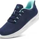 STQ Slip on Sneakers Walking Shoes for Women Tennis Orthopedic Arch Support Lightweight Non Resistant for Elderly Ladies Maternity Nursing Diabetic Workout Casual Navy Teal, Size 8.5