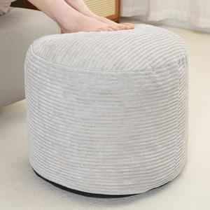 Pouf Ottoman Stuffed Round Modern Foam Filled Foot Rest Poufs for Living Room Chair Decorative 20 X 15 Inches Fluffy Pouf Foot Stool Storage Ottoman, Grey (Black)