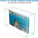 6 Pack 4x6 Magnetic Acrylic Picture Frame Stick to the Wall, No Drill Clear Photo Frames, Self Adhesive Framless Frames