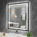 Amorho 36"X30" Black LED Mirror for Bathroom, Front Light and Backlit Framed Mirror, Stepless Dimmable, Anti-Fog, Shatter-Proof, Memory, 3 Colors, Double LED Vanity Mirror