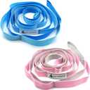 Stretching Strap Yoga Strap with Loops, Stretch Straps for Physical Therapy, Non-Elastic Exercise Strap for Pilates, Dance and Gymnastics with Workout Guide (Blue/Light Blue+Pink/Light Gray)