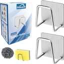 Eksinzenith 2Pcs Sponge Holder for Kitchen Sink，Strong Adhesive Small Sponge Holder，Sink Holder for Brush and Sponge，Premium Rustproof SUS304 Stainless Steel Rust Proof Waterproof (Silver)