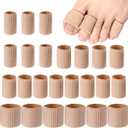 Blulu 24 Pieces Toe Tubes 0.98 Inches Cushion Tube Corn Pads for Toes Sleeves Soft Gel Protectors for Cushions Corns Blisters Calluses 3 Size(Skin Color,Assorted Sizes)