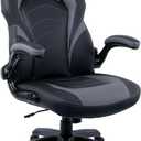 Emerge Vortex Bonded Leather Ergonomic Gaming Chair with Lumbar Support, High Back and Adjustable Tilt Lock, Black and Gray