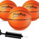 PlayBolt Size 3 Mini Basketballs (1 Pack) - 7-Inch Junior Rubber Basketball Set w/Pump - Youth Beginner Kids Basketballs for Backyard Pool Parties, Arcade Games, Practice & Play, Orange