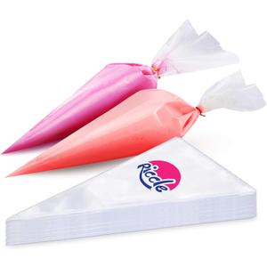 Riccle Disposable Piping Bags 12 Inch - 100 Anti Burst Pastry Bags - Icing Piping Bags for Frosting - Ideal for Cakes and Cookies Decoration
