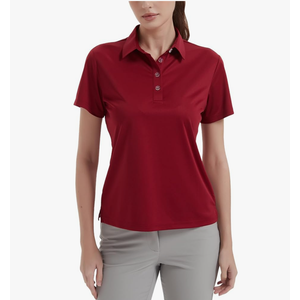 Idtswch Women's Polo Shirts UPF 50+ Casual Work Quick Dry 4 Buttons Short Sleeve Collared Golf Shirt L