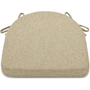 Shinnwa Dining Chair Cushions, Non-Slip Kitchen Chair Cushions with Ties and Machine Washable Cover, 17 x 16.5 x 2in, Natural Linen