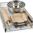 HOLD N' STORAGE Pull Out Cabinet Organizer, Heavy Duty -11”W x 17”D-Requires At Least 12-1/4” Cabinet Opening, Steel Metal Cabinet Drawers Slide Out, Chrome Finish